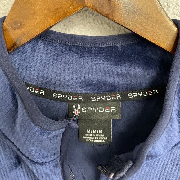 NEW Spyder Navy Men's M Blue 1/4 Zip Pullover Polyester & Spandex Sweatshirt - Picture 5 of 10